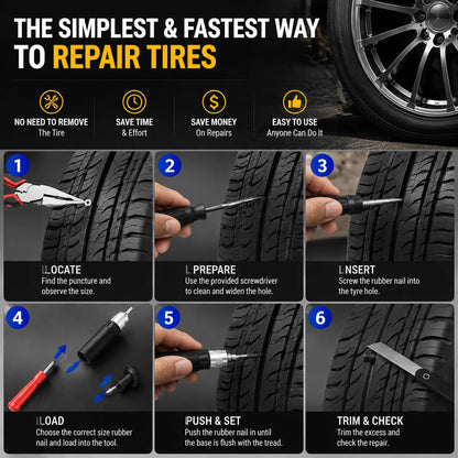 🔥 Mushroom Tire Repair Kit – Compact Roadside Puncture Tool Set