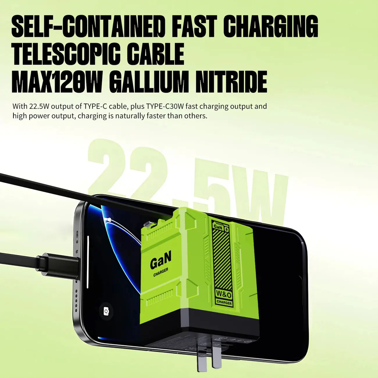 2 in 1 GaN Charger 120W Fast Charging for iPhone & Samsung