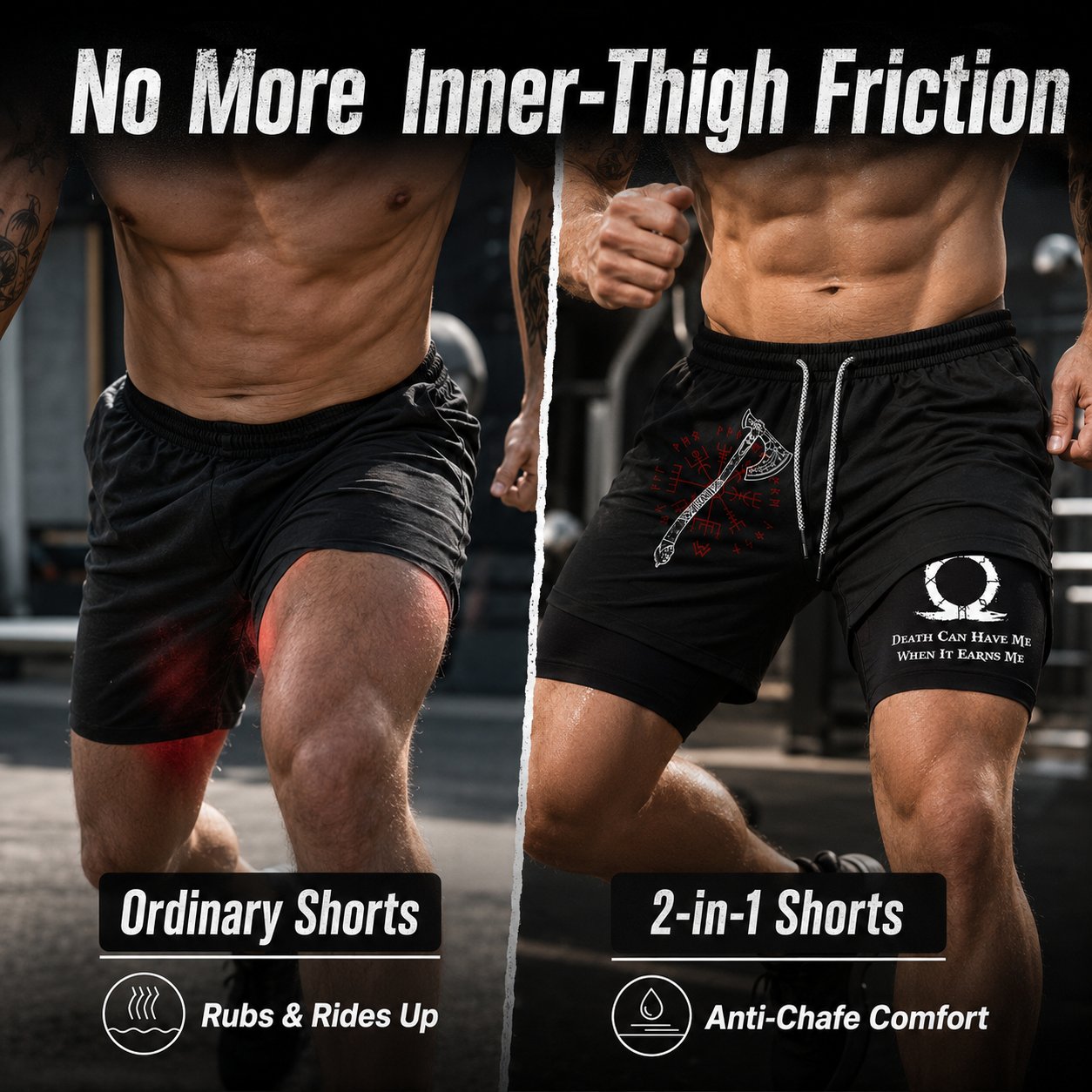 🏃‍♂️ 2-in-1 Anti-Chafe Athletic Shorts - Silky-Soft Inner Liner Gym Shorts 🌴
