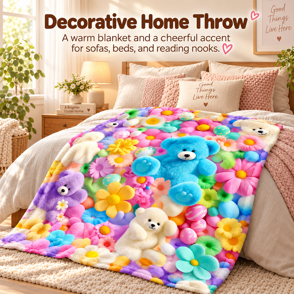 Cute Plush 3D Throw Blanket