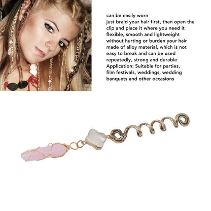 Magical Spiral Crystal Hair Charms Set – Gemstone Braids & Dreadlock Accessories