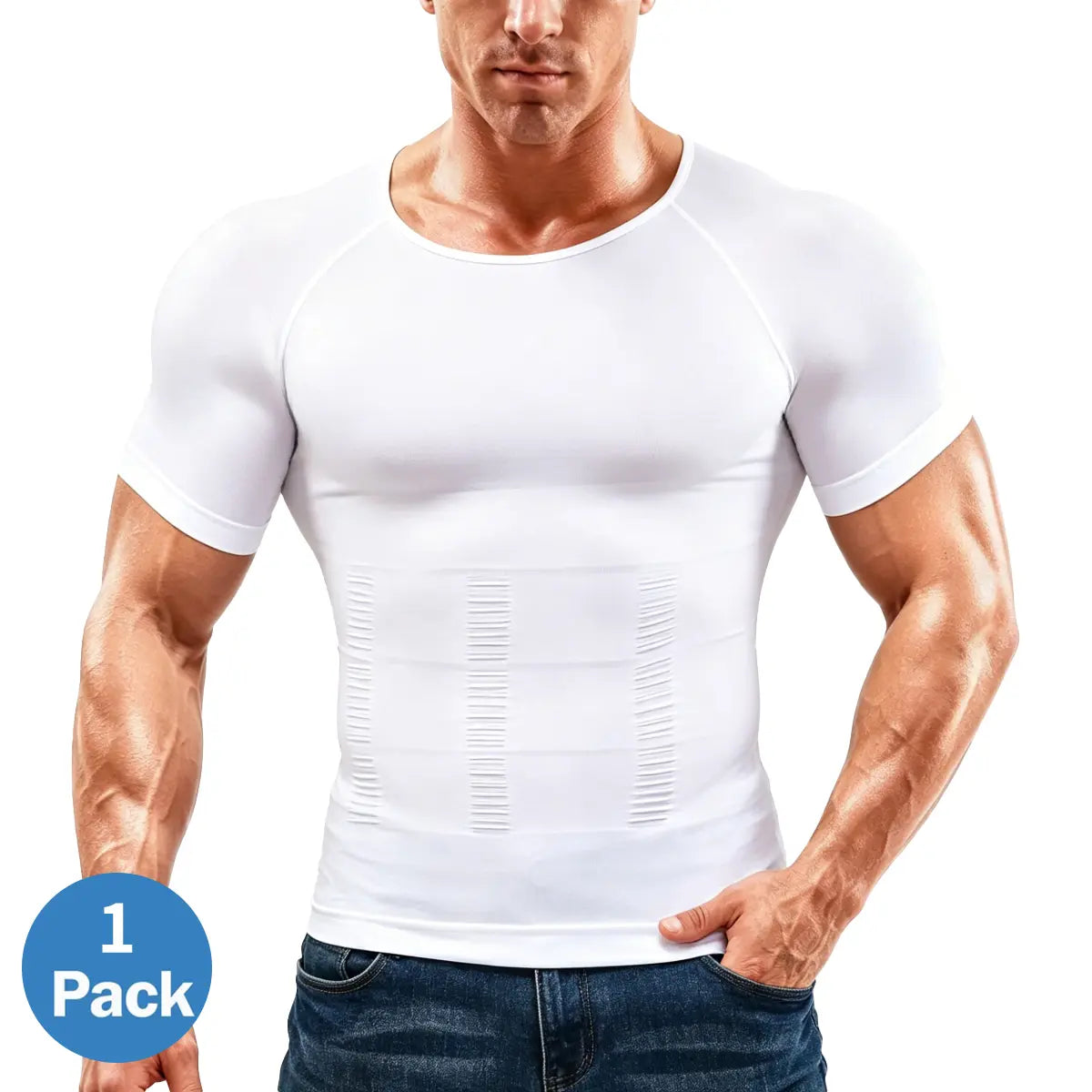 Men's Compression Body Shaper Short Sleeve Shirt - 1-2 Pack