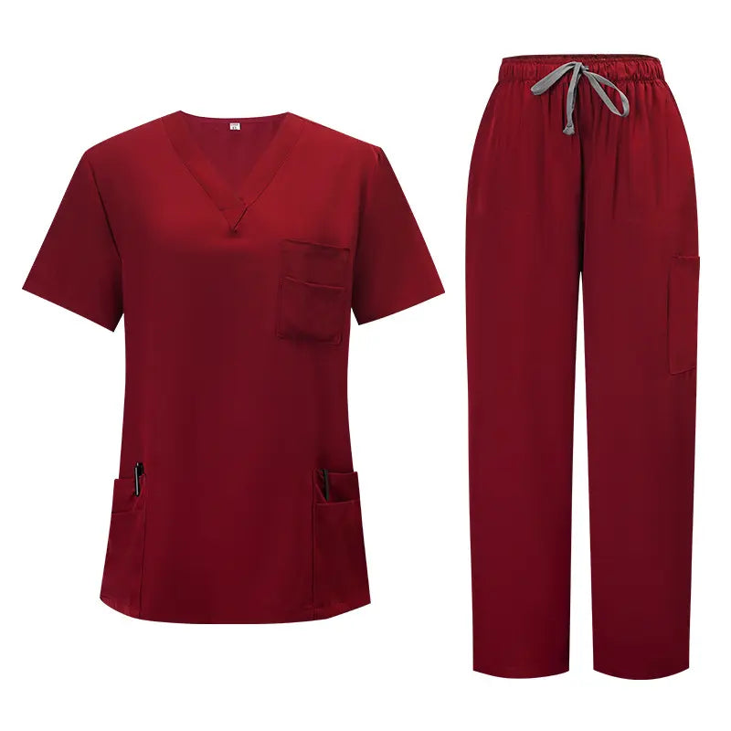 New Arrival Scrubs Sets for Women Medical Scrub Set (Top & Straight Leg Pants)