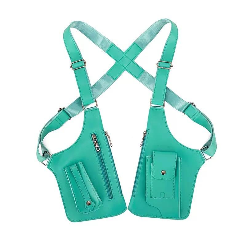 Emerald blue double-shoulder bag