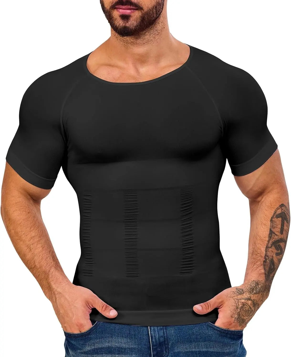 Men's Compression Body Shaper Short Sleeve Shirt - 1-2 Pack