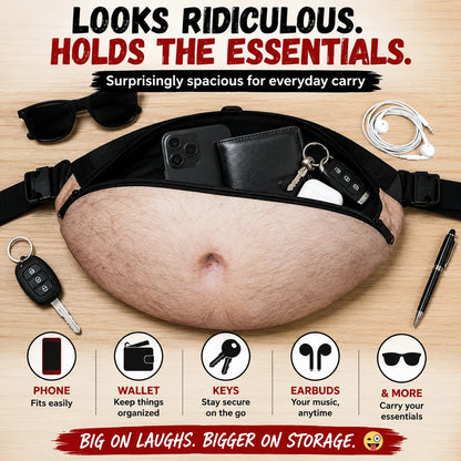 😂 Realistic Belly Waist Bag – Funny Hidden Fanny Pack & Gag Gift