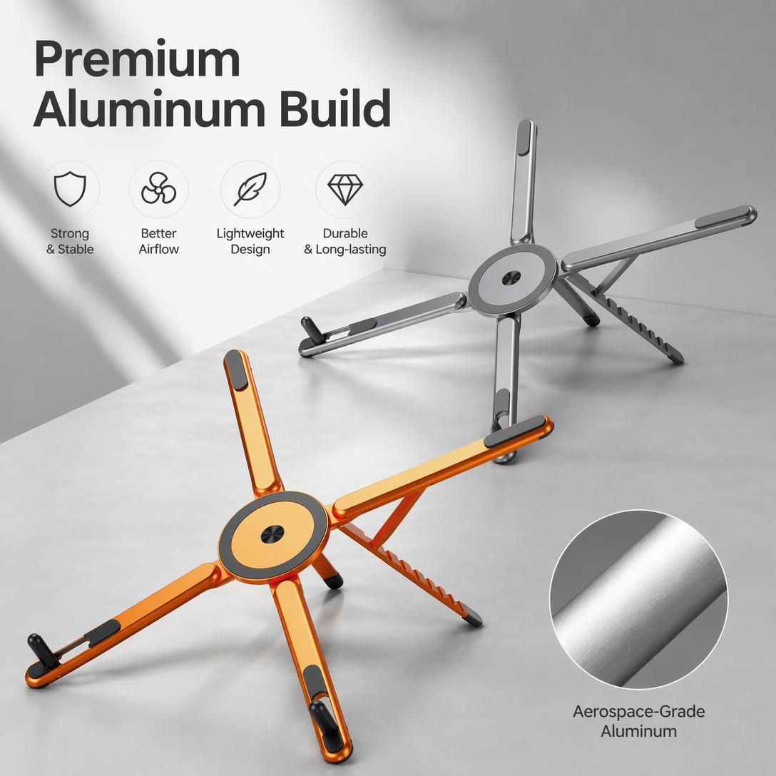 Portable Laptop Stand with Magnetic Phone Holder