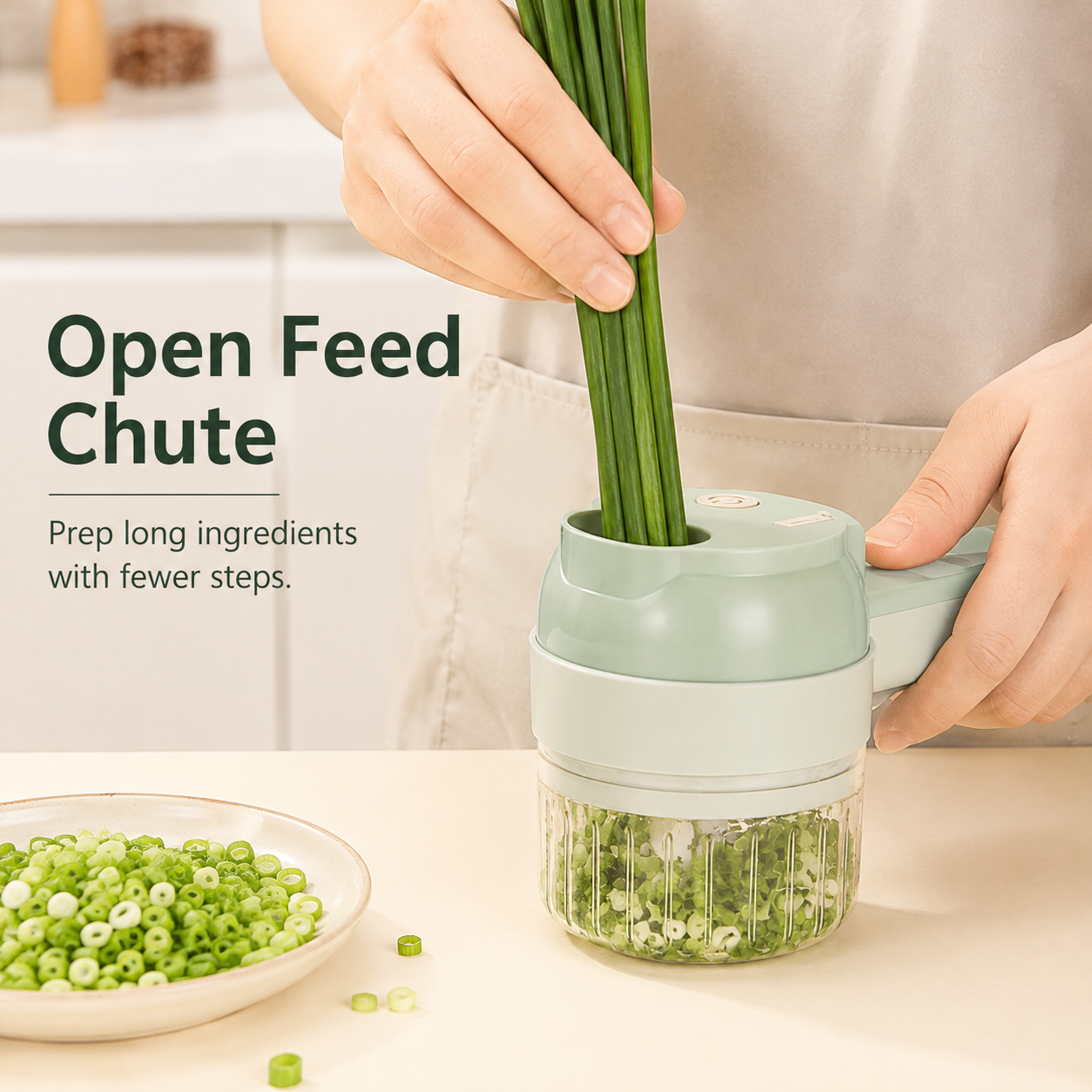 🧄 Handheld Electric Food Processor with Open Feed Chute & Dual Blades 🌶️