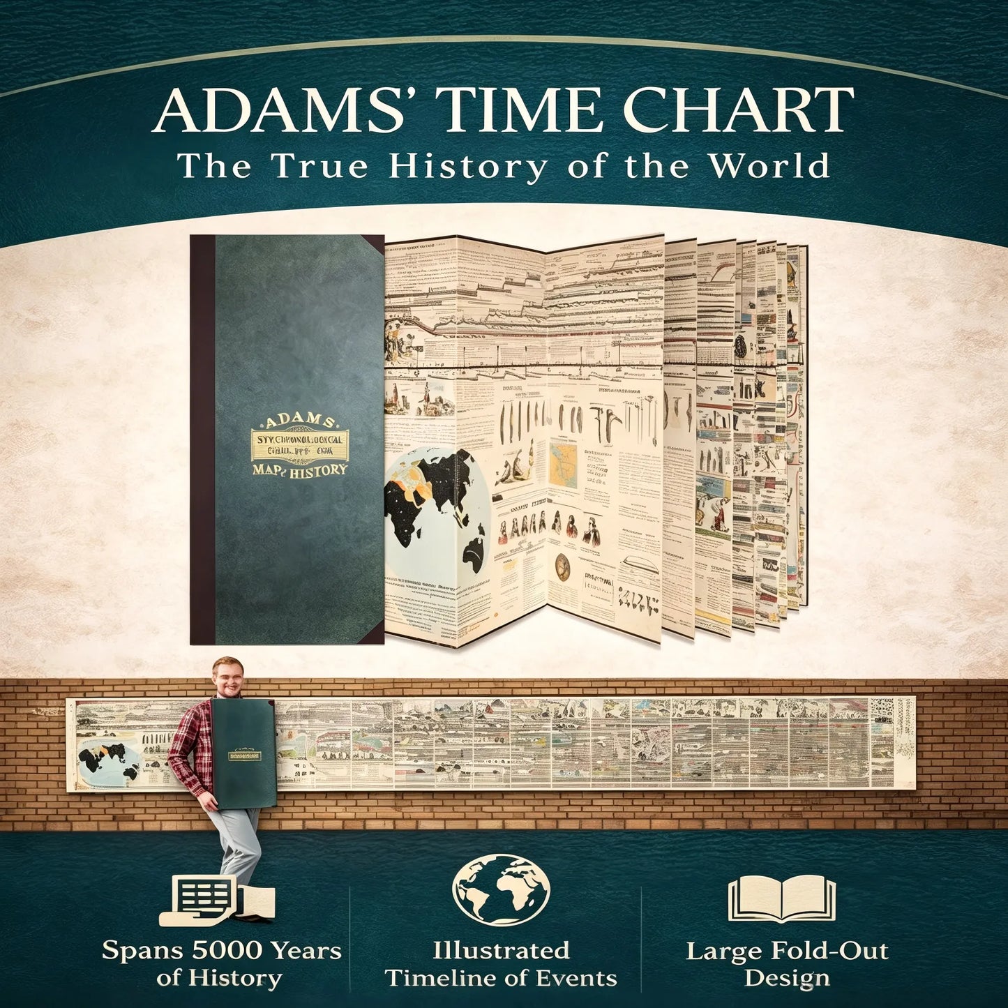 📜31ft Foldable Adams Time Chart Map 2.0 — See 6,000 Years Instantly