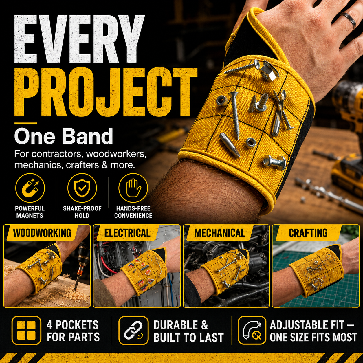 🧲Magnetic Tool Wristband | Hands-Free Hardware Holder