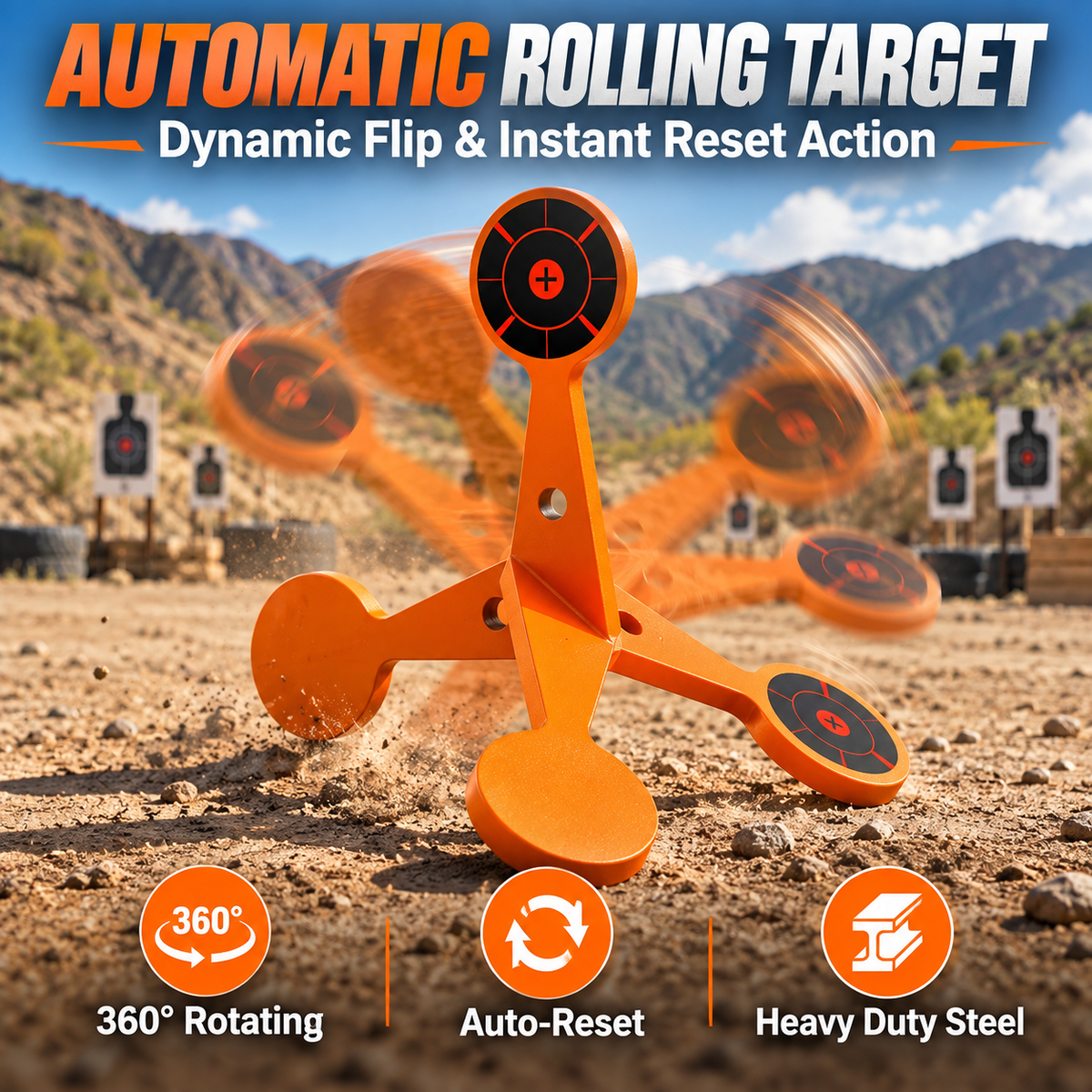 Spinning Shooting Target Thickened Flip Roller Thickened for Turns Automatically