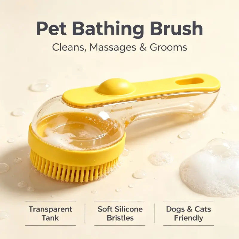 Pet Bath Brush with Shampoo Dispenser