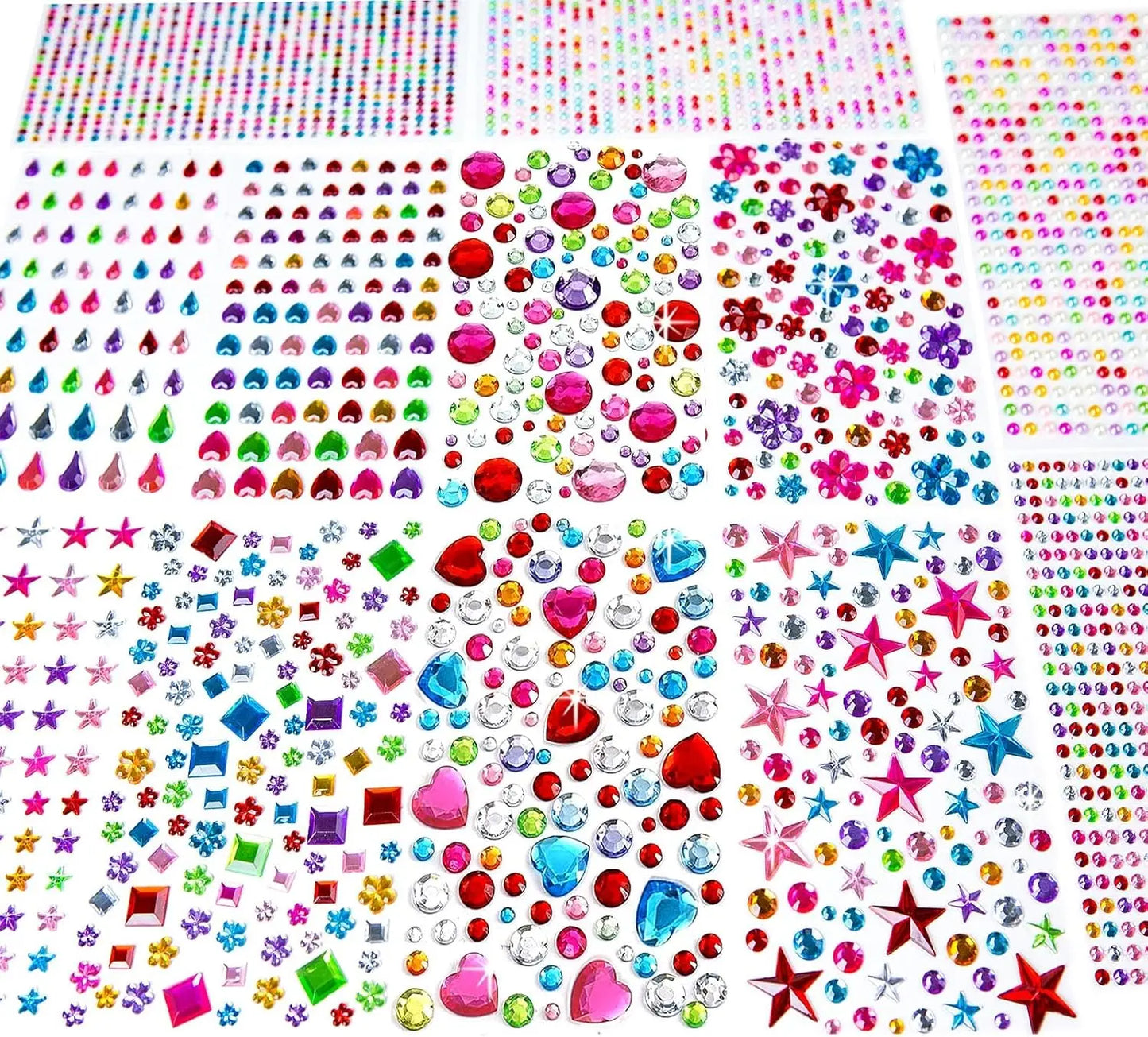 ✨3228 Pcs Gems Stickers Self-Adhesive Rhinestone Jewel DIY