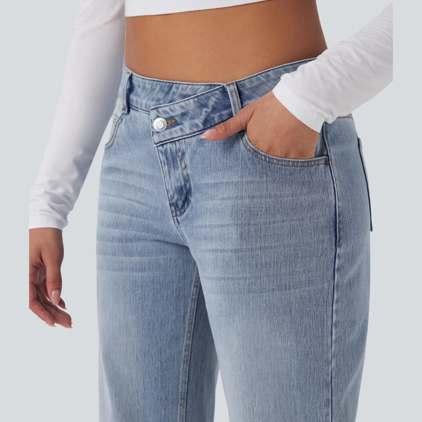 Halara Flex Low-Rise Straight-Leg Casual Jeans, 94% Cotton