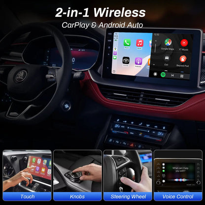 2 in 1 Wireless CarPlay Adapter, Plug & Play, Fast Auto Connection, Compatible with Factory CarPlay Cars 2016+
