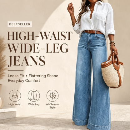 Women's High-Waist Relaxed Wide-Leg Jeans | Stretch Comfort Fit