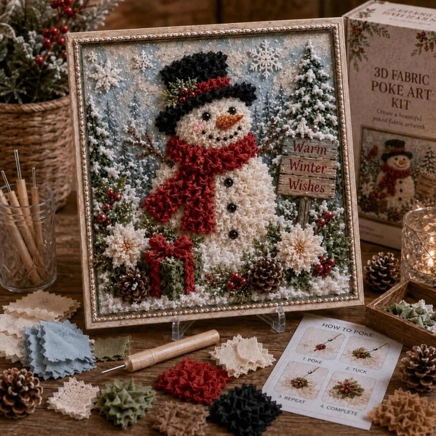 3D Christmas Fabric Poke Art Kit-Creative Christmas Decoration Gift for Adults