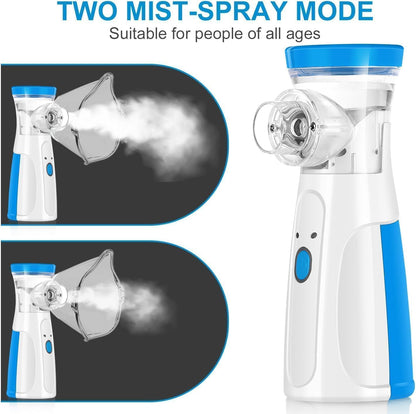 Portable Mesh Nebulizer, Silent and Compact Nebulizer Machine for Adult and Kids, Wireless Vaporizer Machine With Respiratory Mask, Effective for Cough, Asthma, Sinusitis, and Bronchitis, Steam Inhaler for Cold and Cough -Quick Relief and Daily Use Vapori