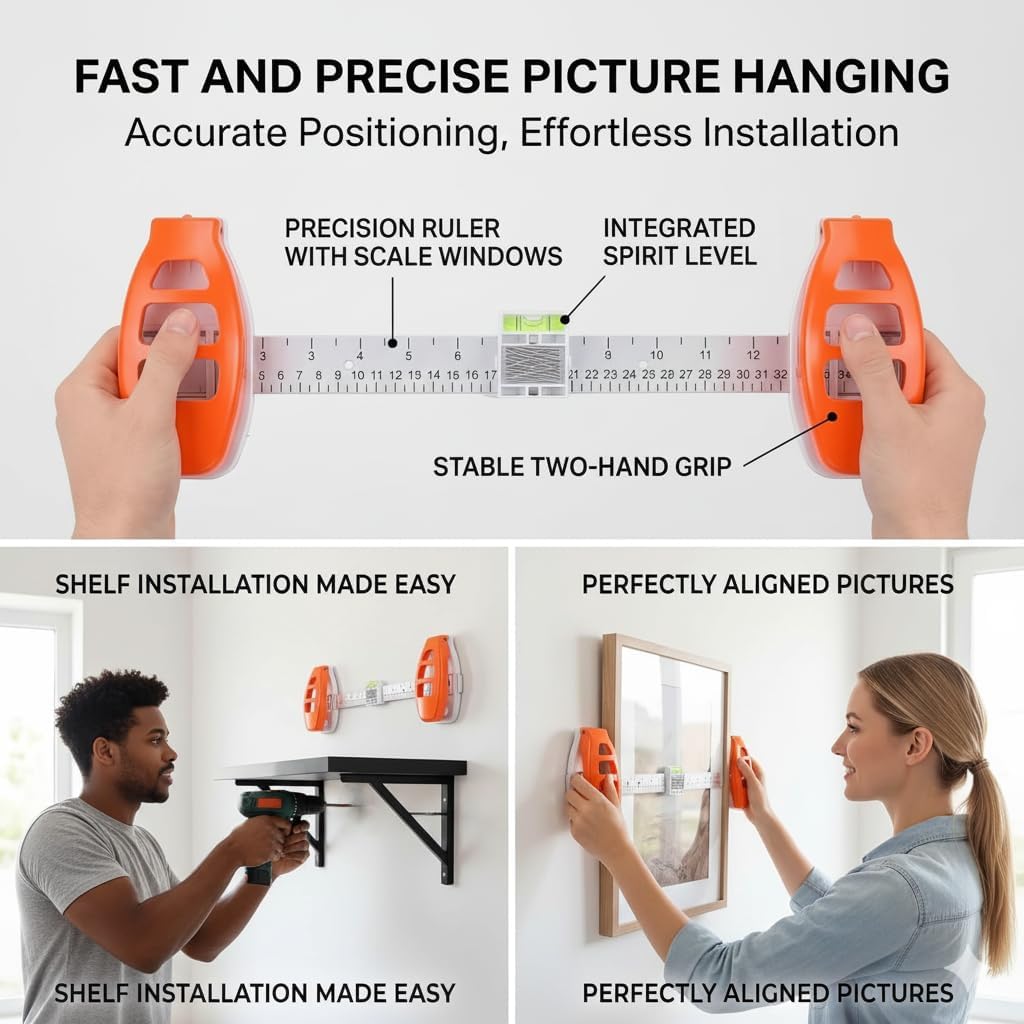 🛠️ 3-in-1 Picture Hanging Tool | Hammer-Free Magnetic Nail System with Level