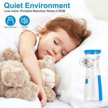 Portable Mesh Nebulizer, Silent and Compact Nebulizer Machine for Adult and Kids, Wireless Vaporizer Machine With Respiratory Mask, Effective for Cough, Asthma, Sinusitis, and Bronchitis, Steam Inhaler for Cold and Cough -Quick Relief and Daily Use Vapori