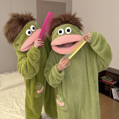 2026 New Funny Green Monster Pajamas Kids Onesie
