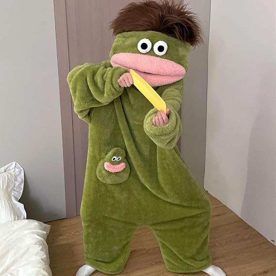 2026 New Funny Green Monster Pajamas Kids Onesie