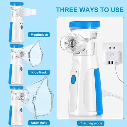 Portable Mesh Nebulizer, Silent and Compact Nebulizer Machine for Adult and Kids, Wireless Vaporizer Machine With Respiratory Mask, Effective for Cough, Asthma, Sinusitis, and Bronchitis, Steam Inhaler for Cold and Cough -Quick Relief and Daily Use Vapori