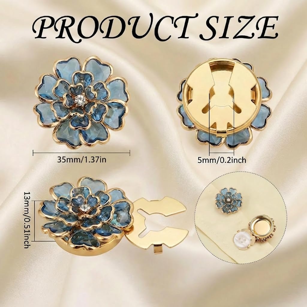 Luxury Crystal Floral Button Covers for Women Blouses