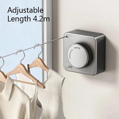 Wall-Mounted Retractable Clothesline Laundry Hanger Clothes Drying Rack Stretchable Clothes Line,Black