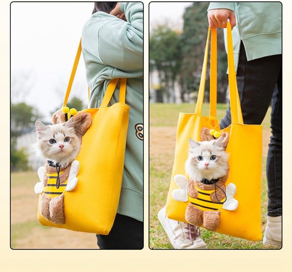 Bee Out Cute Canvas Pet Bag | Cute Bee-Shaped Pet Canvas Shoulder Carrier