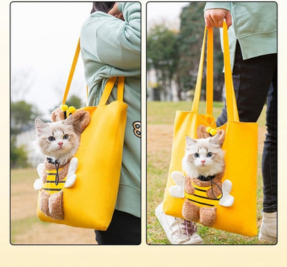 Bee Out Cute Canvas Pet Bag | Cute Bee-Shaped Pet Canvas Shoulder Carrier