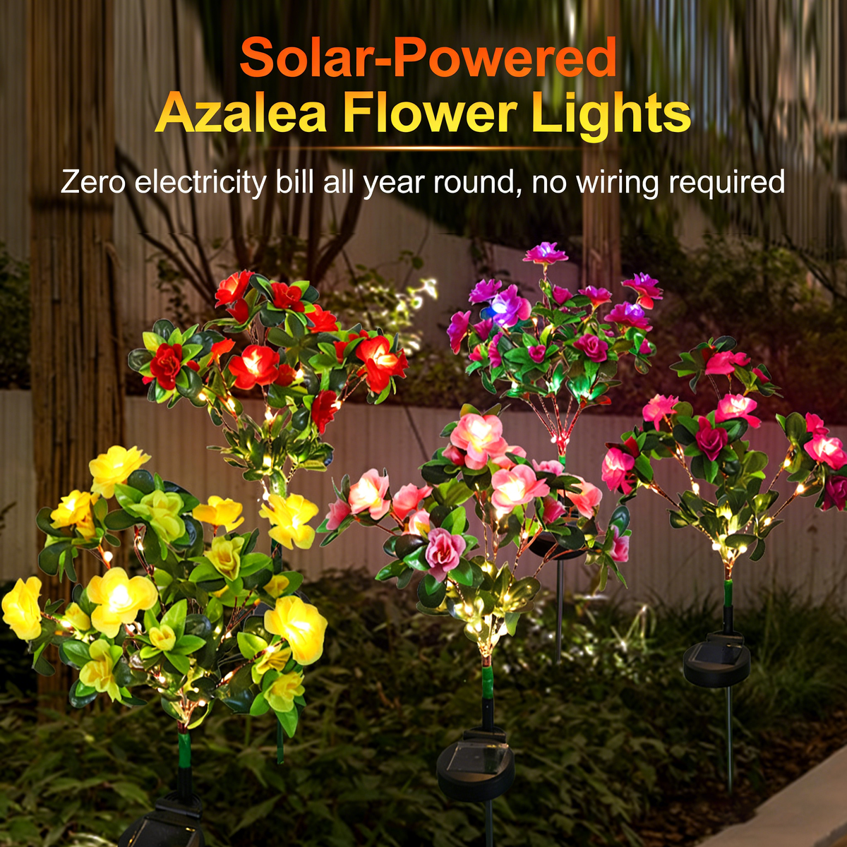 🔥LED Solar Flower Lights Rhododendron Outdoor Simulated Flower Lamp