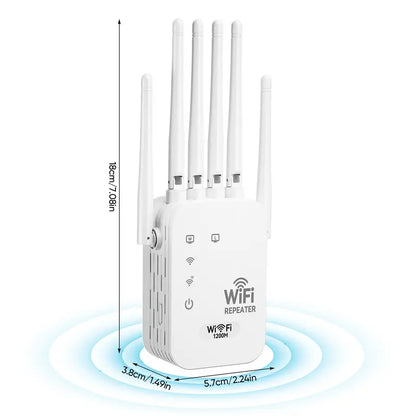 WiFi Extender 2026 6-Antenna Strong Signal, 1200Mbps Dual Band (2.4GHz) Booster