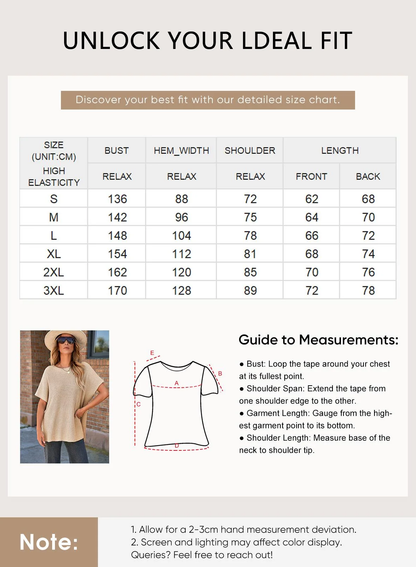 Women's Oversized Puff Sleeve Knit Pullover Round Neck Side Slit Casual