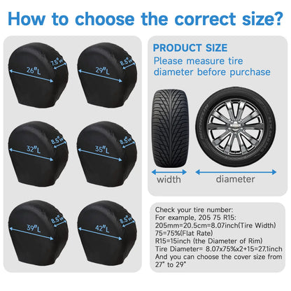 🛡️ Heavy Duty RV Tire Covers (Set of 4) — 100% Waterproof, Windproof & UV Protection for Camper, Trailer & Truck