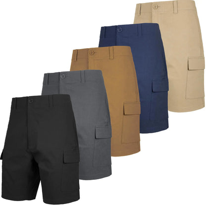 Mens 3-Pack Super Stretch Cargo Shorts with Zipper Pockets