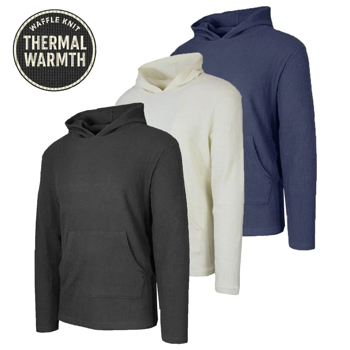 Men's Multi Pack Waffle Knit Pullover Hoodie