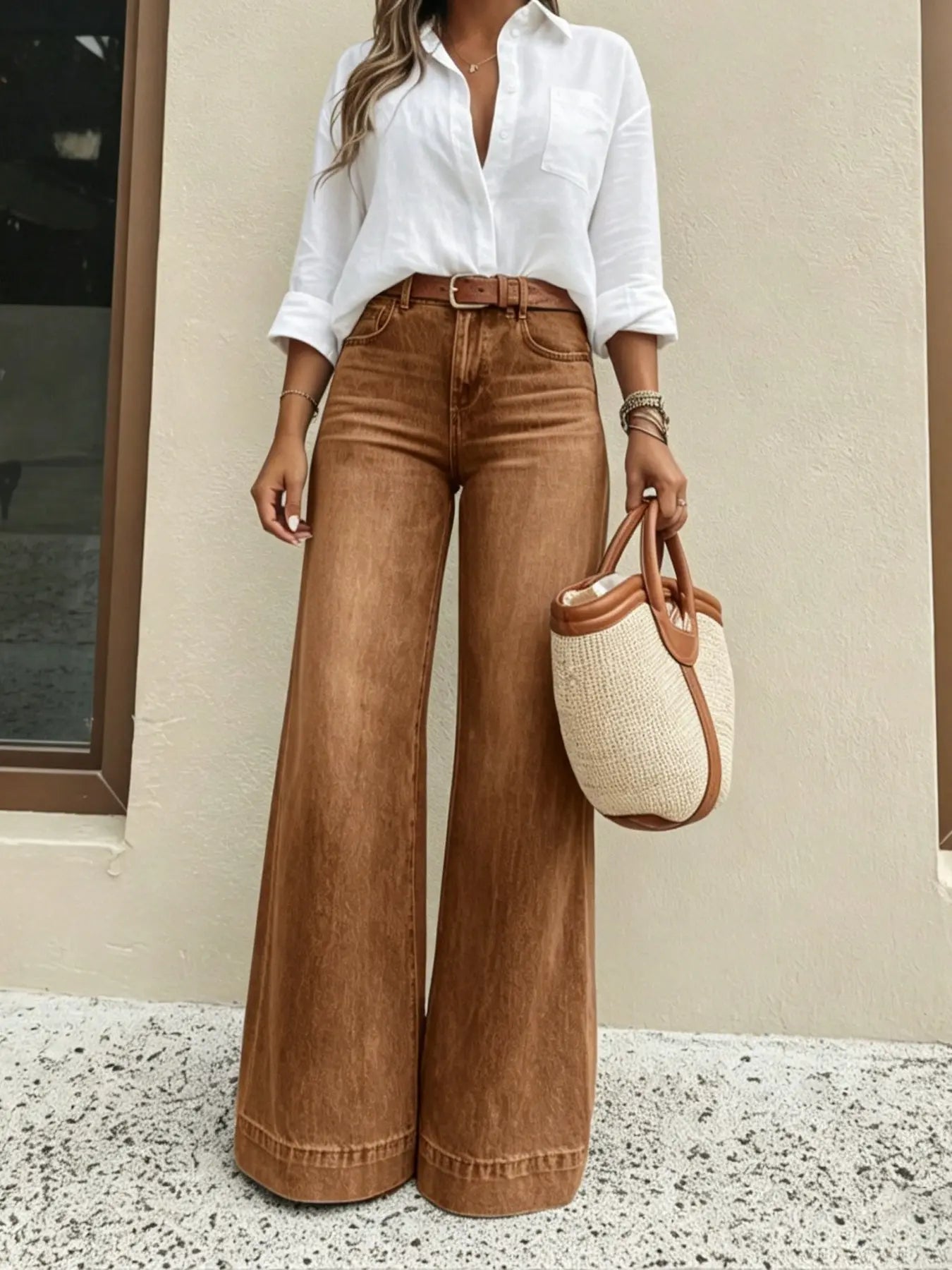 Women's High-Waist Relaxed Wide-Leg Jeans | Stretch Comfort Fit