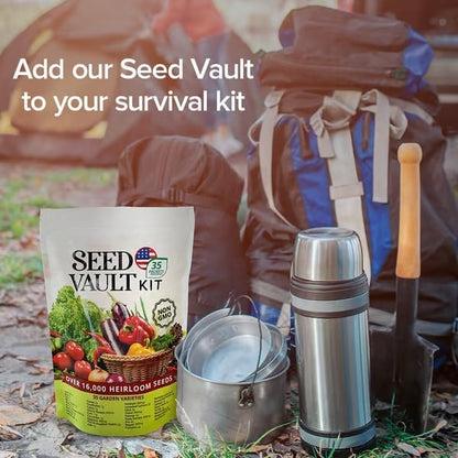 🌱35 Variety Heirloom Seed Vault Kit | 16,000+ Non-GMO Vegetable Seeds