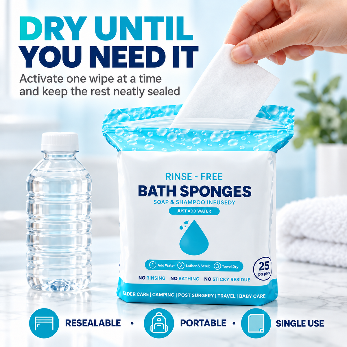 Rinse Free Bathing Wipes🚿Hypoallergenic & pH Balanced😙Freshness Anytime, Anywhere!