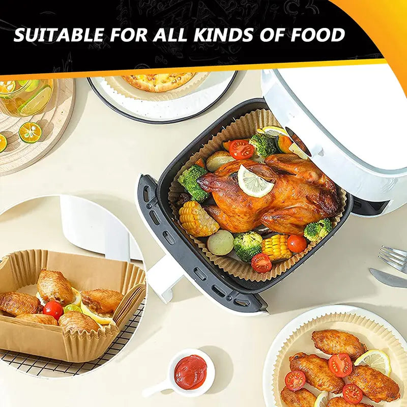 100PCS Disposable Air Fryer Paper Liners – Non-Stick, Oil-Proof & Easy Cleanup