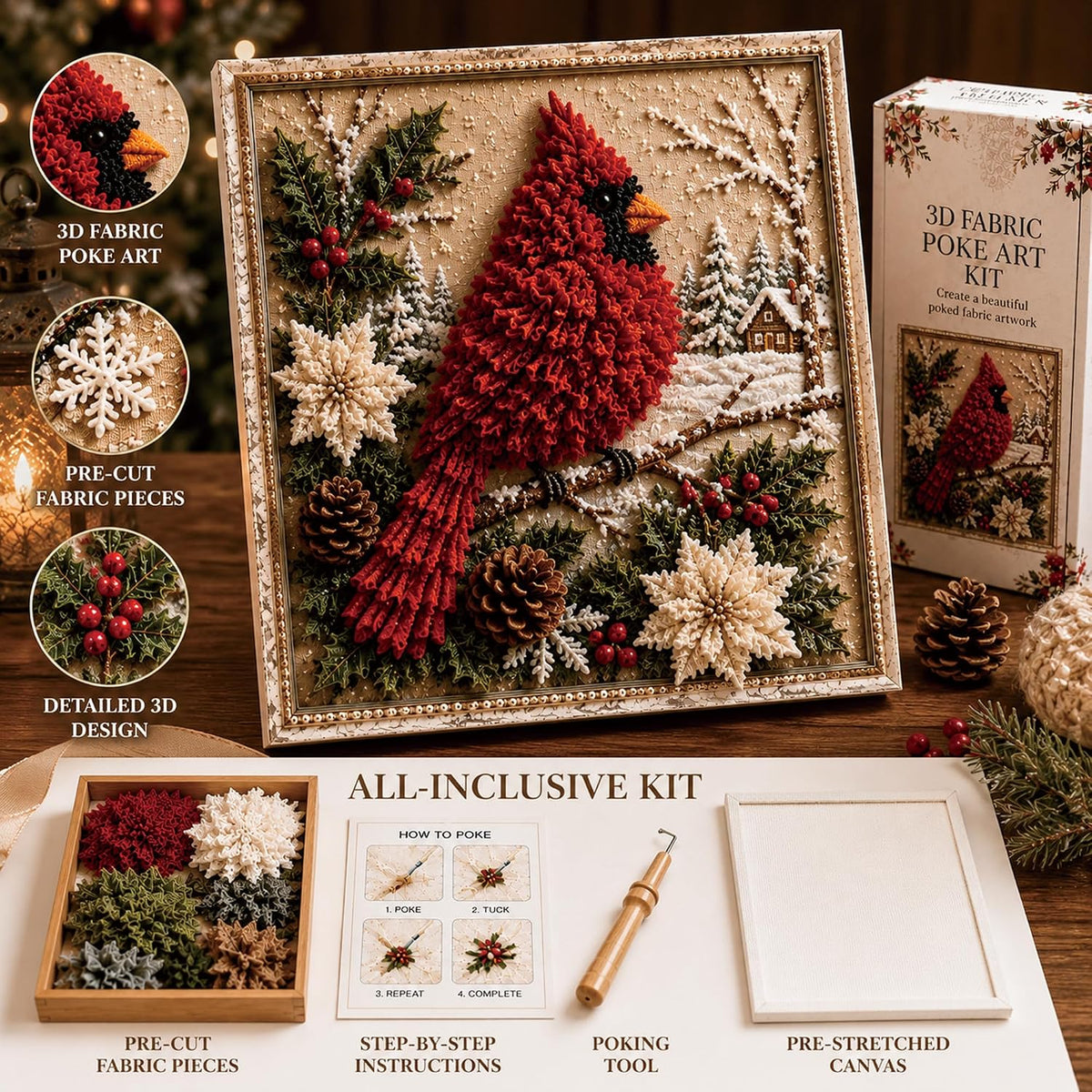 3D Christmas Fabric Poke Art Kit-Creative Christmas Decoration Gift for Adults