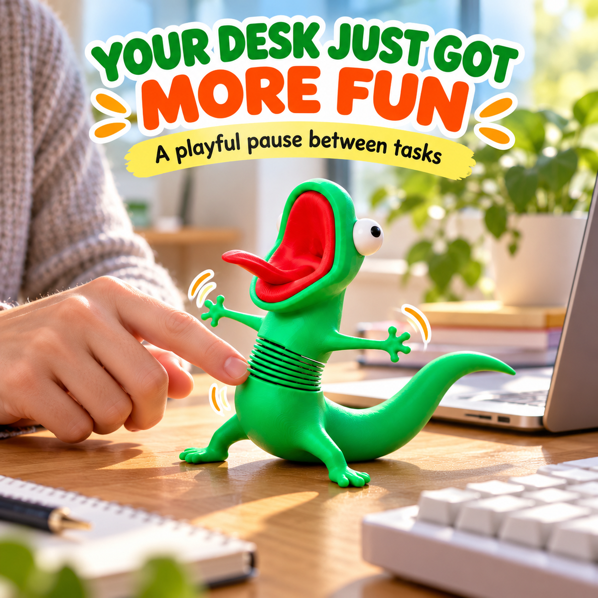 🦎Funny Shaking Lizard Fidget Toy, 3DPrinted Spring Wiggly Lizard