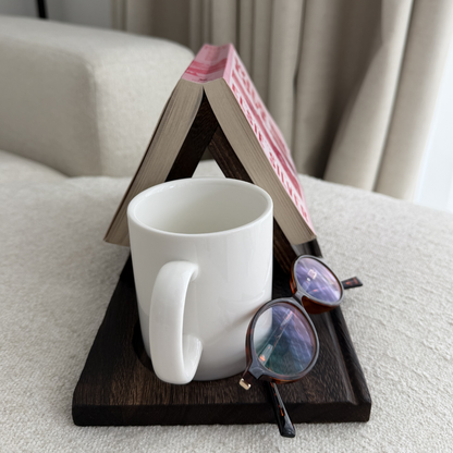 Wooden Triangle Bookmark —— Small Bookshelf with Drink Holder
