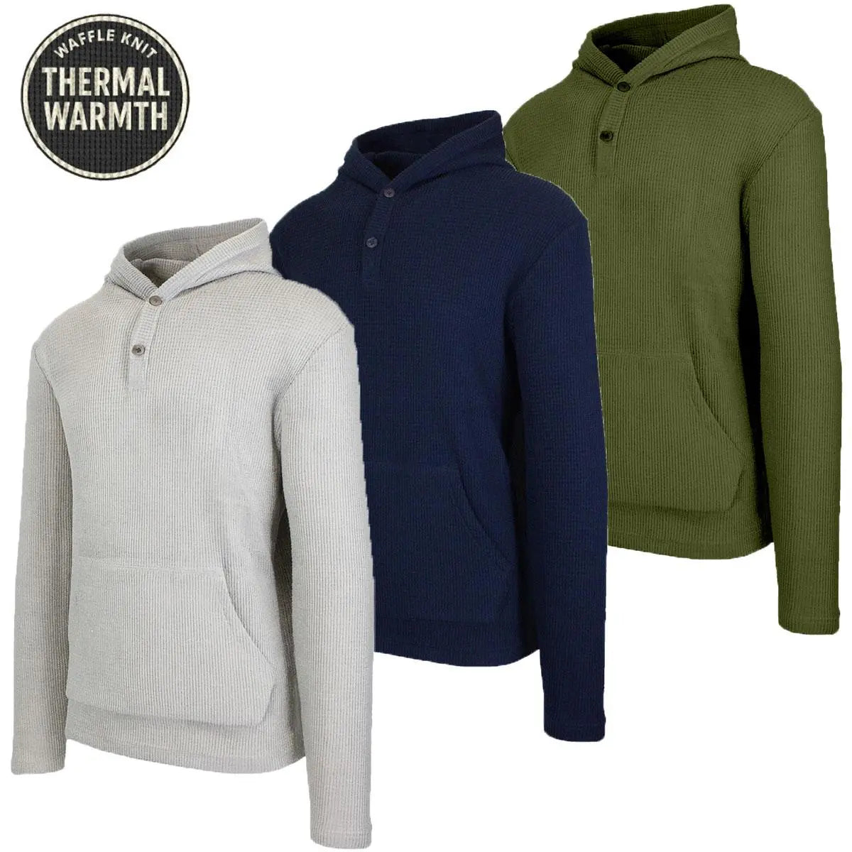 Men's Multi Pack Waffle Knit Pullover Hoodie