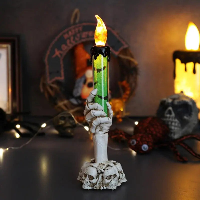 Halloween Vivid Resin Skeleton Hand Finger Candle Holders, 2026 Halloween Delicate Bar Home Party Desktop Tea Light Holders Decor