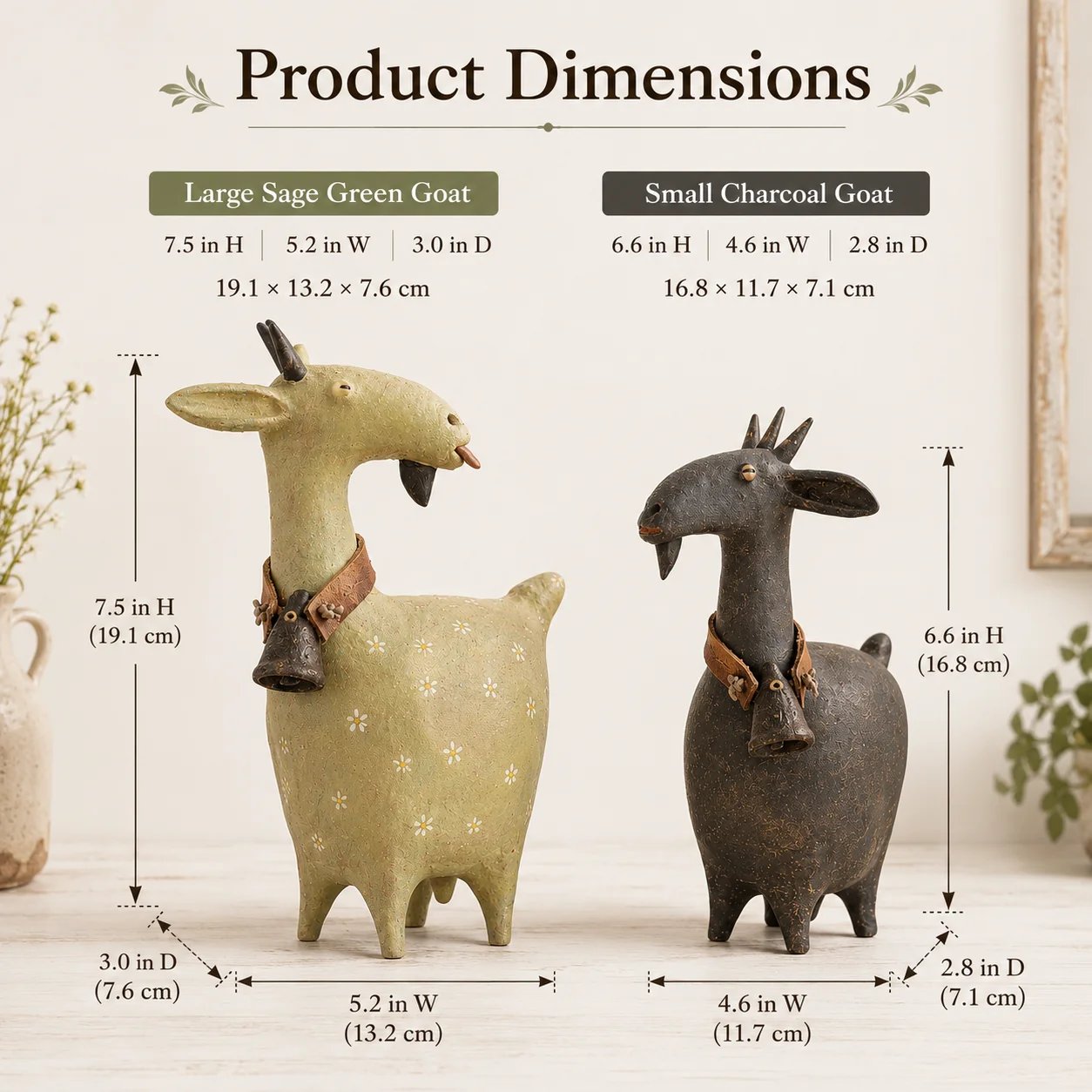 🔥 Whimsical Farmhouse Goat Figurines🐐