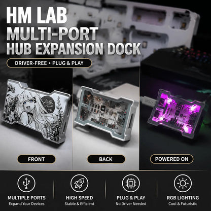 USB C Hub Multi Port Splitter with LCD Display
