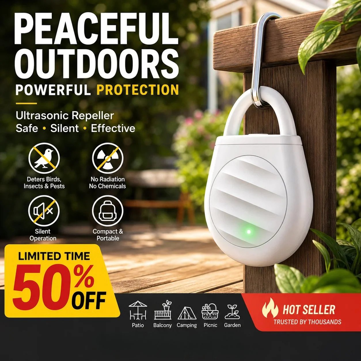 🔥Limited time offer Buy 3 get 2 free!🐦No more trouble from birds, beasts and locusts!Portable Ultrasonic Bird Repellent Keychain