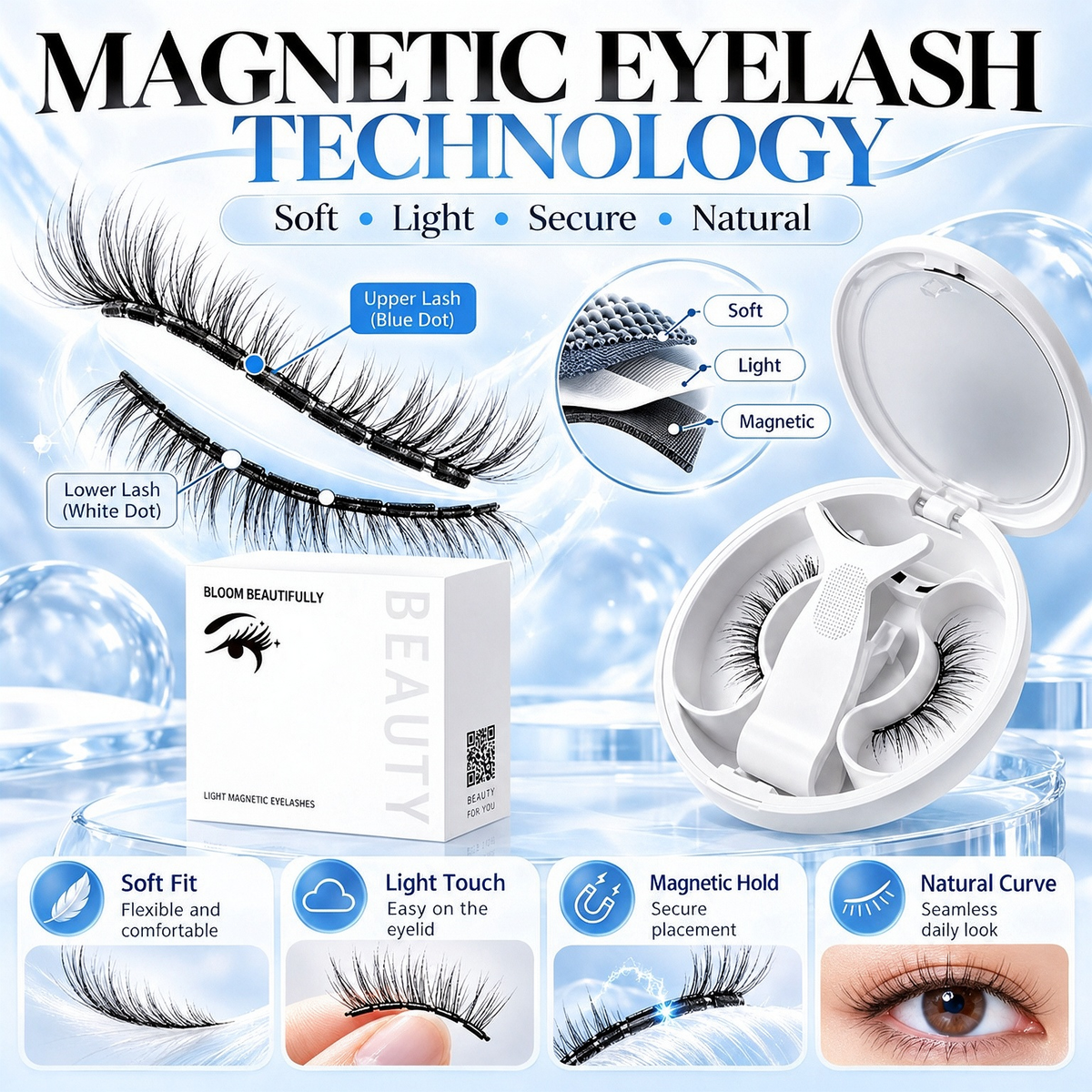 Magnetic eyelash technology and natural-looking fit